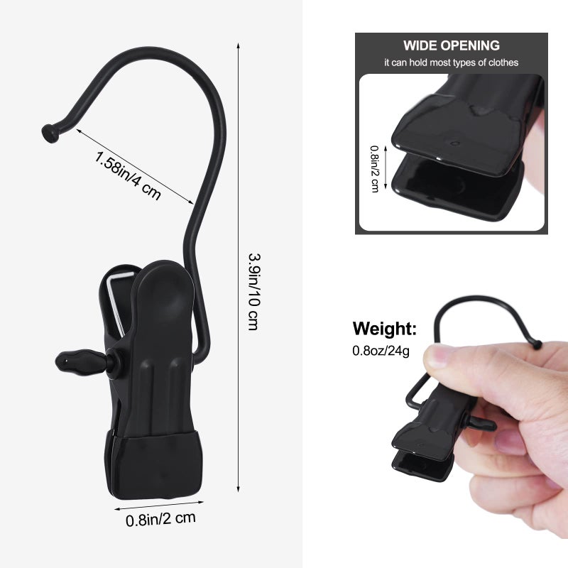 BEWISHOME 50 PCS Boot Hangers for Closet  Laundry Hooks with Clips  Boot Hanging Hold Clip  Clothes Pins  Space Saving Portable Travel Hangers Clip  Jeans  Tall Boots  Towel  Black FYC50B - Image 2